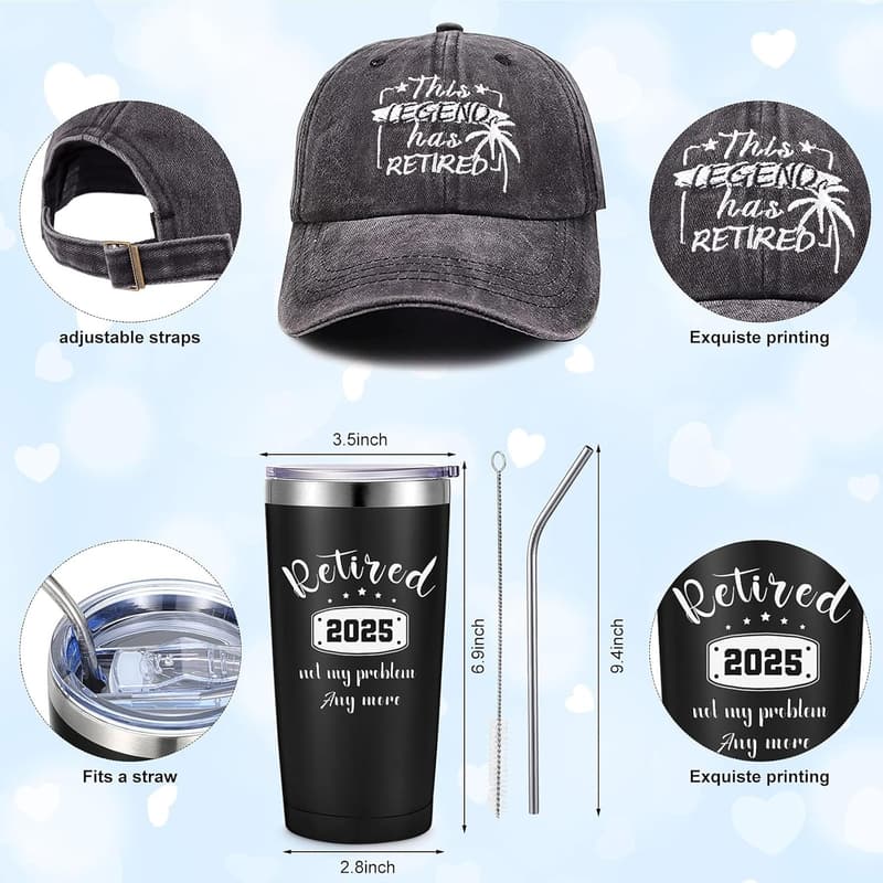 Retirement Gift Set for Men - Cup, Cap, Socks, Keychain