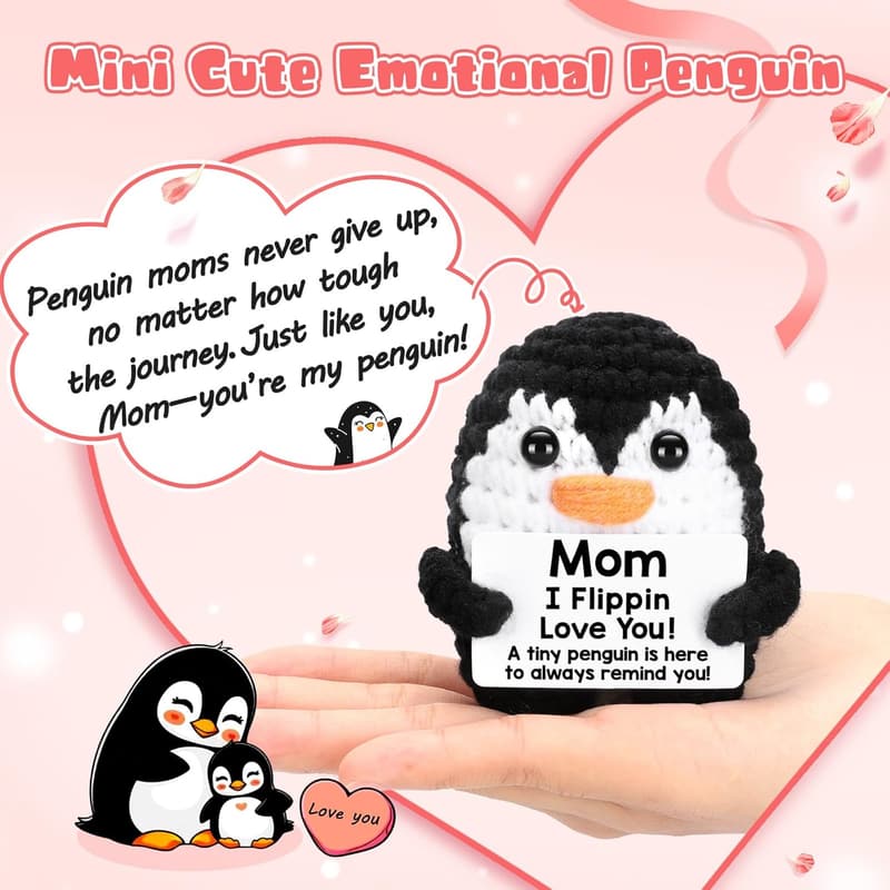 Handmade Crochet Penguin Gift for Mom's Birthday