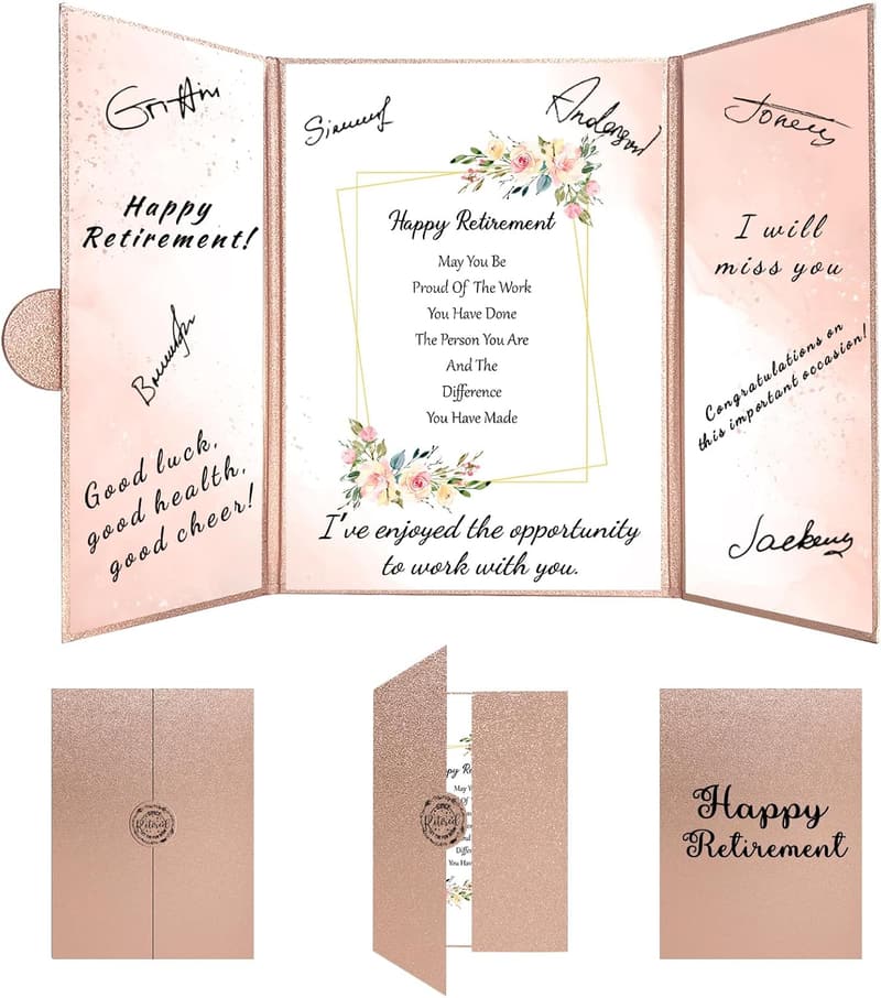 Rose Gold Retirement Guest Book Alternative for Women