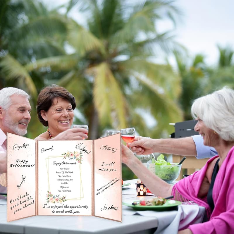Rose Gold Retirement Guest Book Alternative for Women