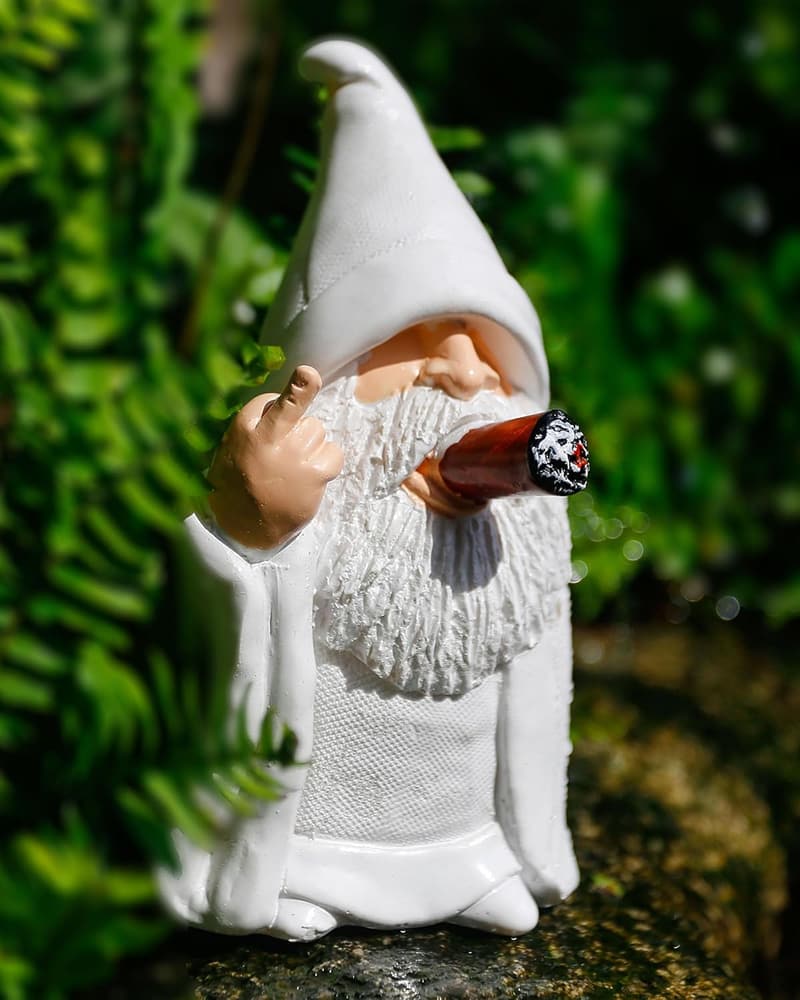 Naughty Mini Smoking Gnome Statue for Garden Decor