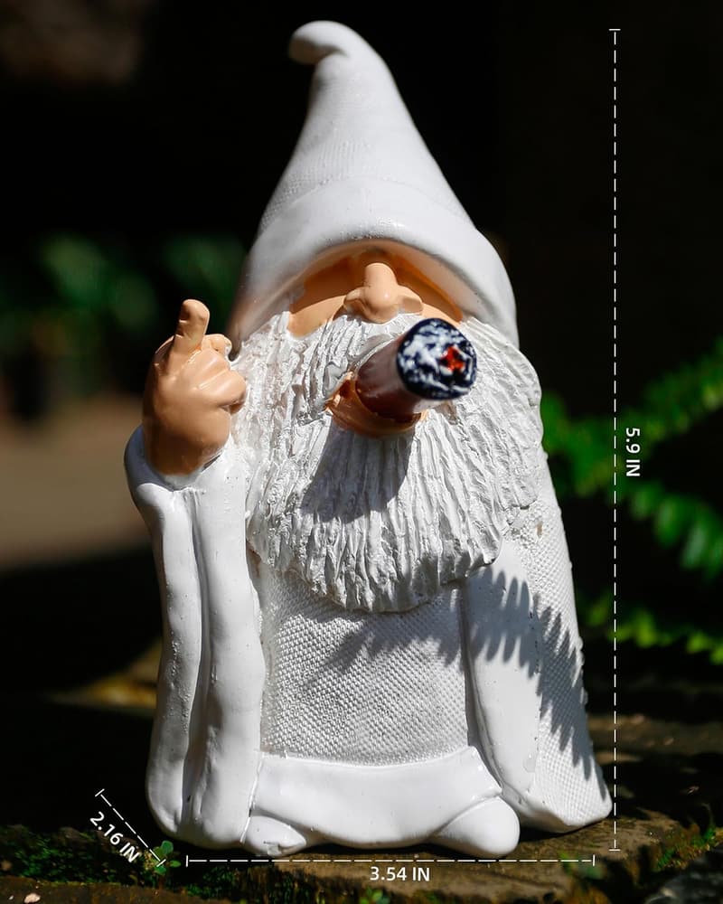 Naughty Mini Smoking Gnome Statue for Garden Decor