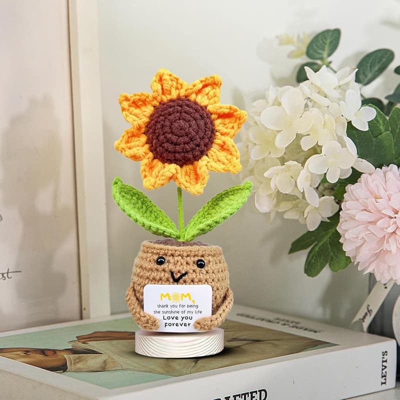 Mother's Day Sunflower Crochet Doll Gift for Mom