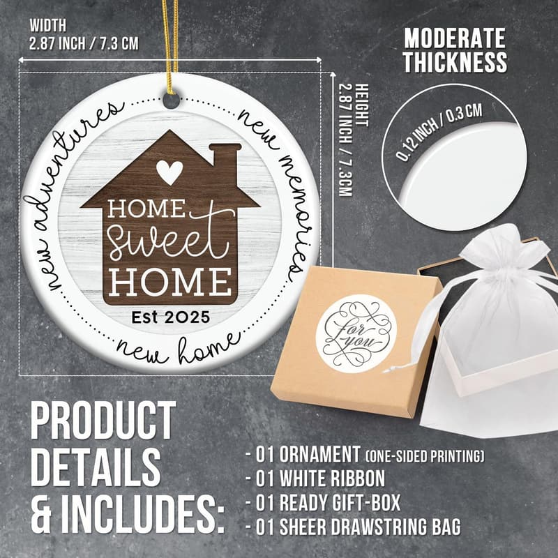 Housewarming Gift: 2025 First House Ceramic Ornament