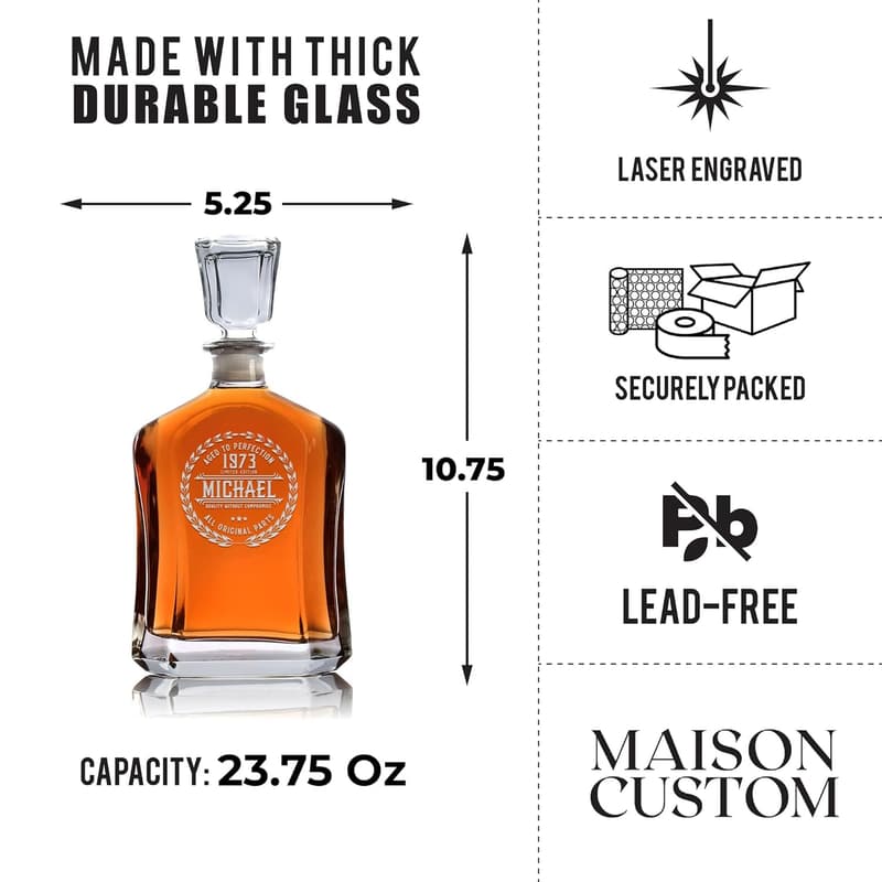 Personalized Whiskey Decanter - Unique Birthday Gift for Men