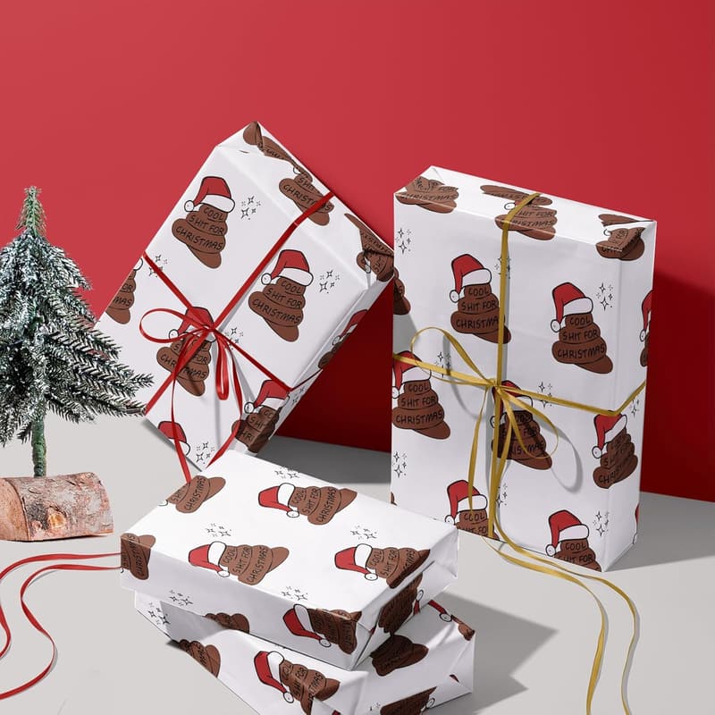 Funny Christmas Wrapping Paper - 6 Sheets, 19.7