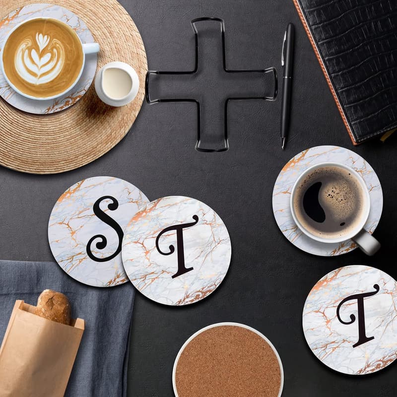 Personalized Marble Coasters Set for Housewarming Gifts