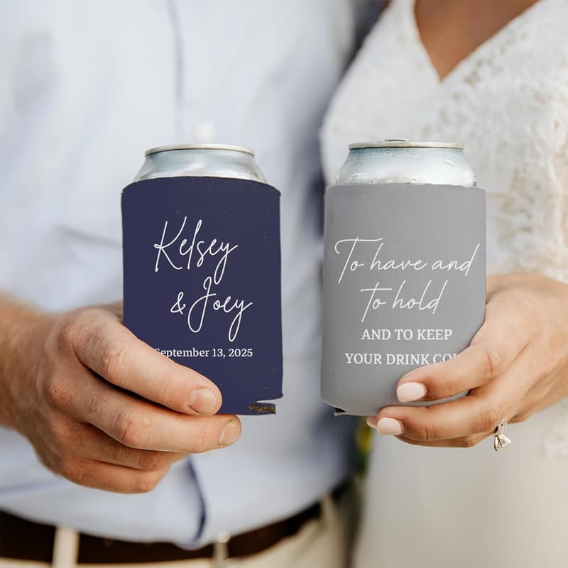Personalized Wedding Can Coolers - Customized Monogram Favors