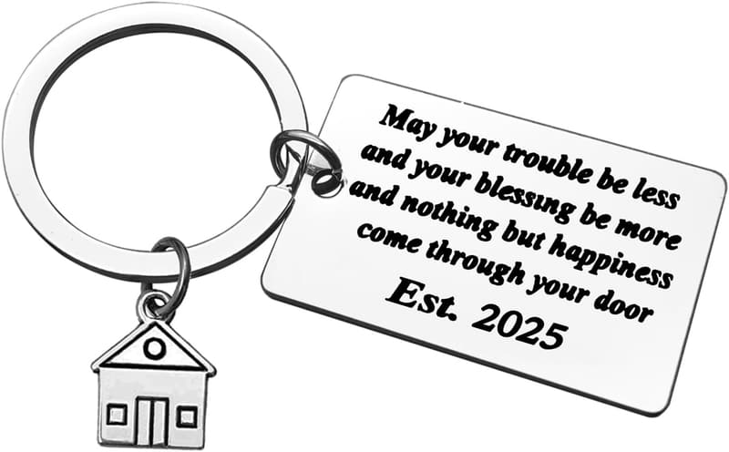New Home Key Chain Gift - Stainless Steel Congratulations Token