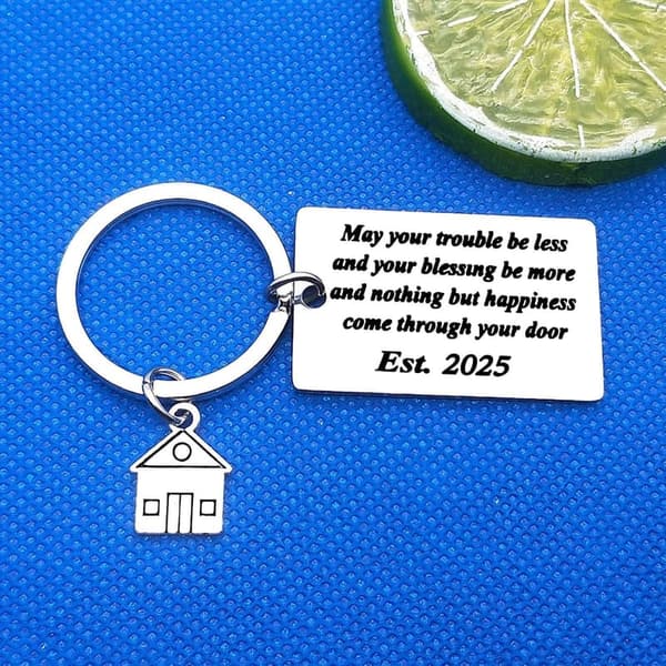 New Home Key Chain Gift - Stainless Steel Congratulations Token