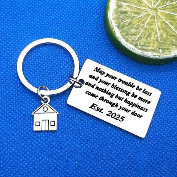 New Home Key Chain Gift - Stainless Steel Congratulations Token