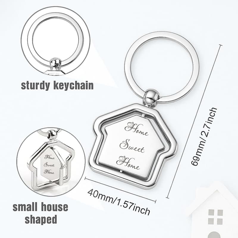 Housewarming House-Shaped Rotating Keychain for Couples