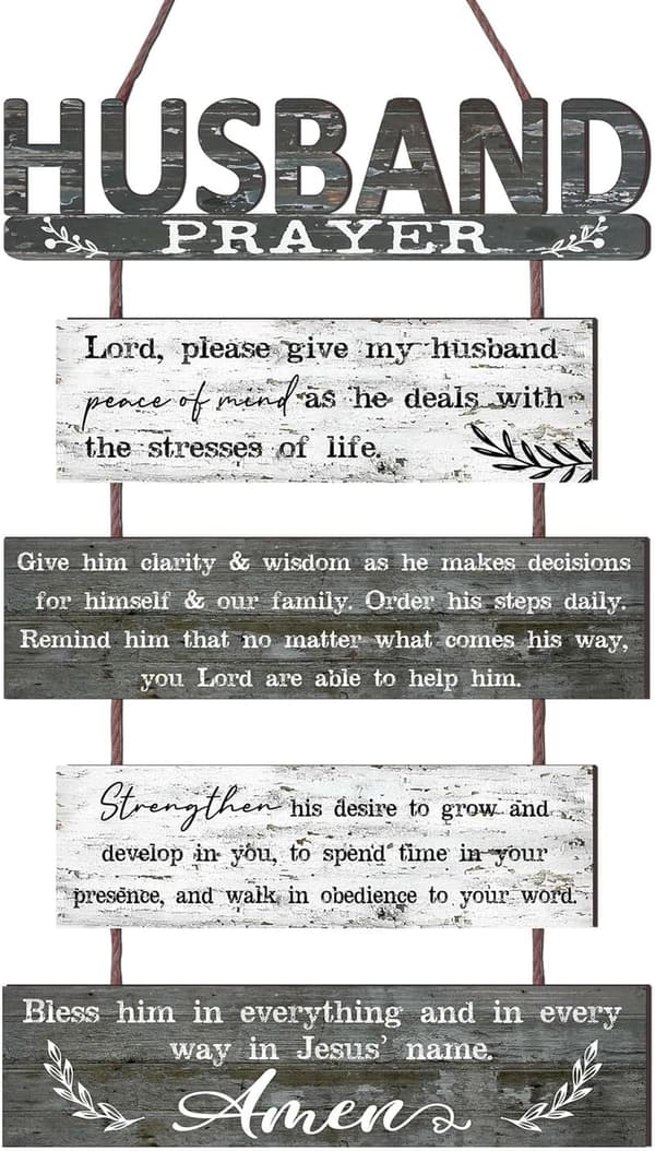 Inspiring Rustic Wall Sign for Husband - 5-Piece Christian Decor