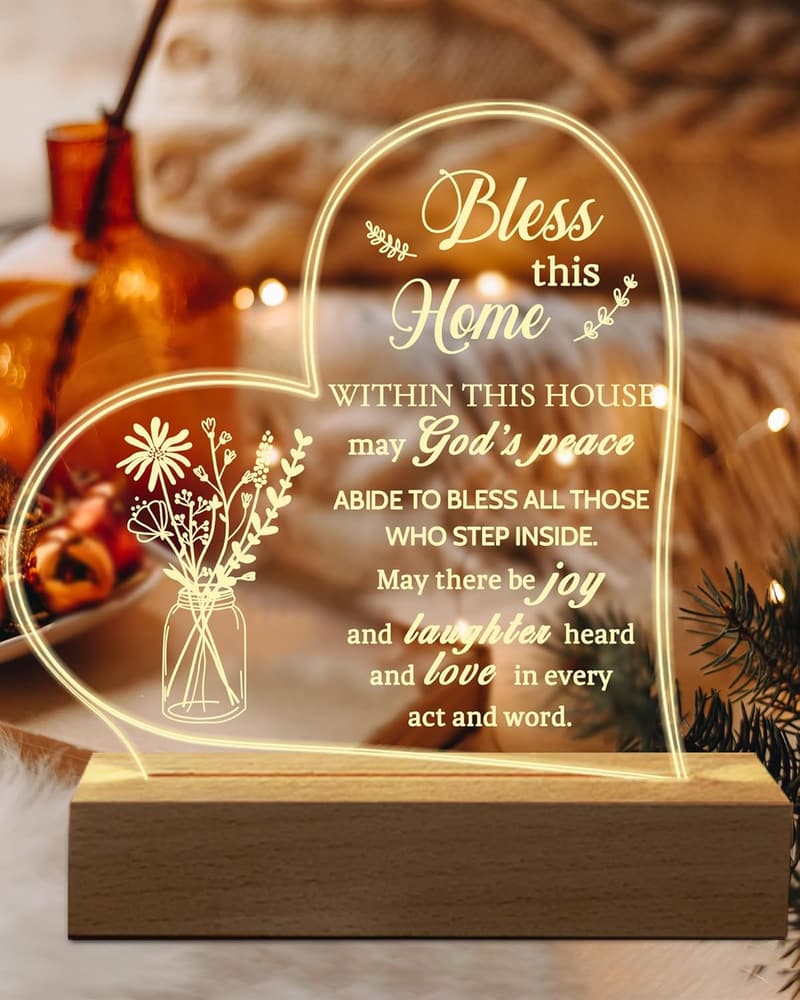 New Home Housewarming Gift: Engraved Christian Acrylic Night Light