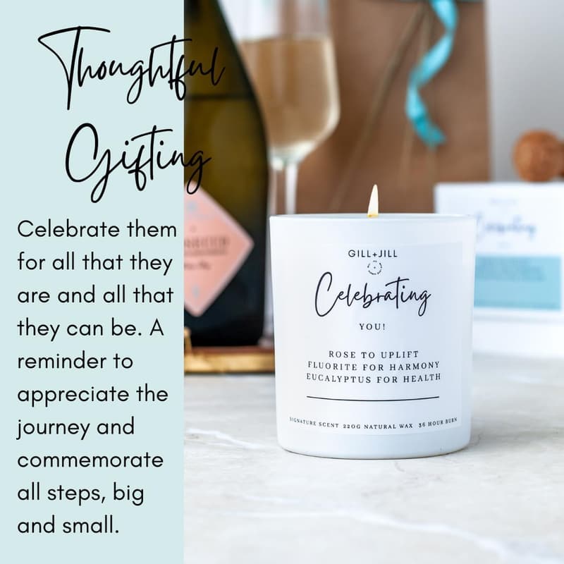 Birthday Gift - Natural Soy Wax Scented Candle with Rose & Eucalyptus