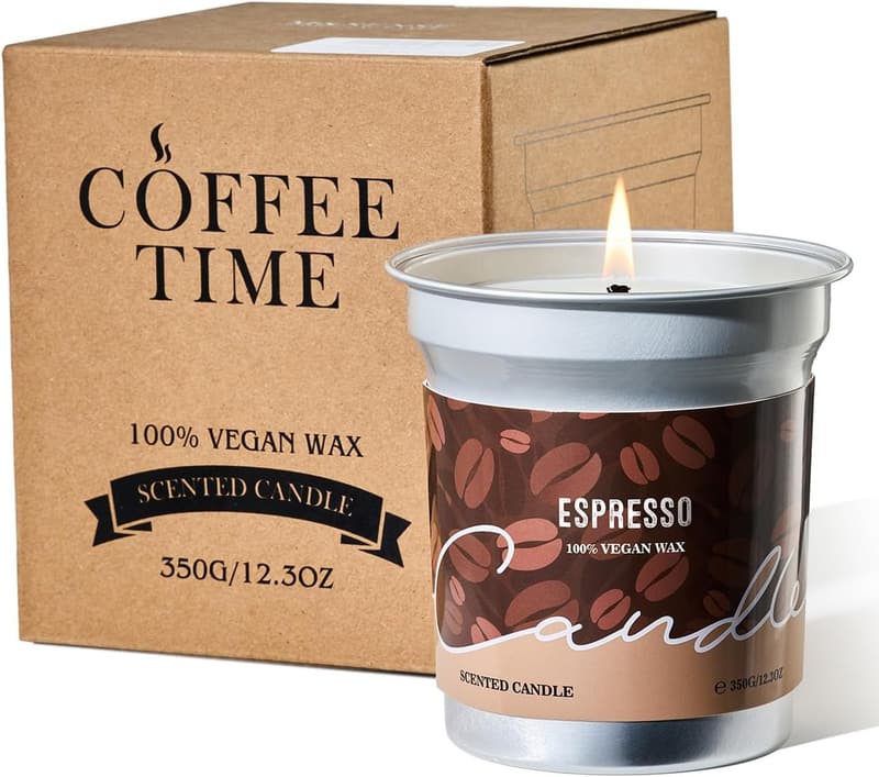 Espresso Scented Soy Candle - Vegan Aromatherapy, 12.7oz