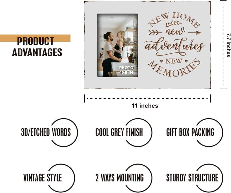 Engraved Rustic Picture Frame for Housewarming Gift