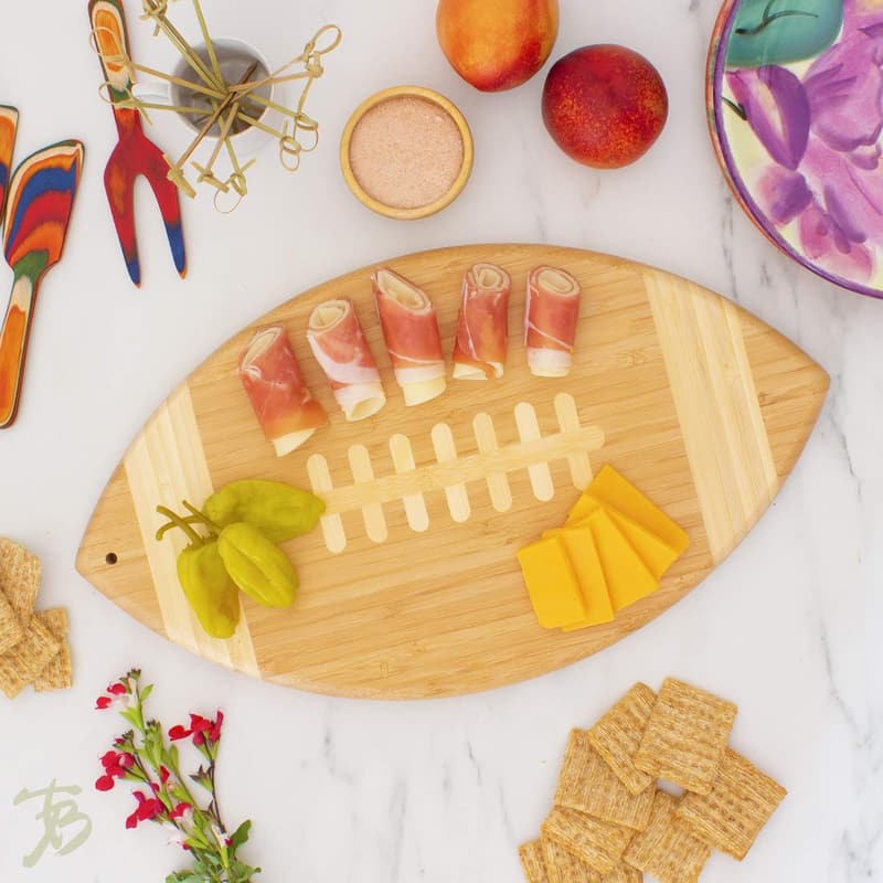 Football Shaped Bamboo Cutting Board – Perfect Gift for Fans