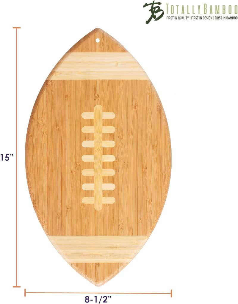 Football Shaped Bamboo Cutting Board – Perfect Gift for Fans