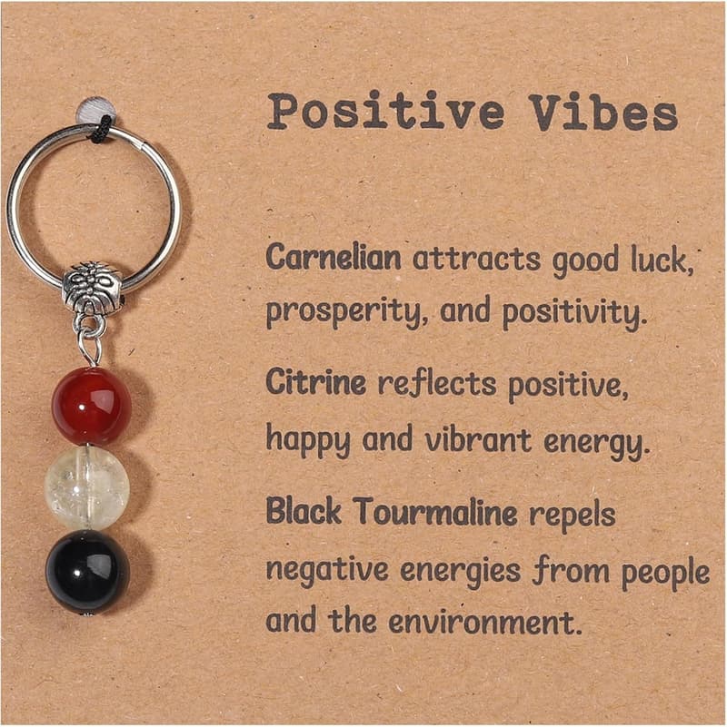 Natural Crystal Keychain for New Beginnings and Anxiety Relief