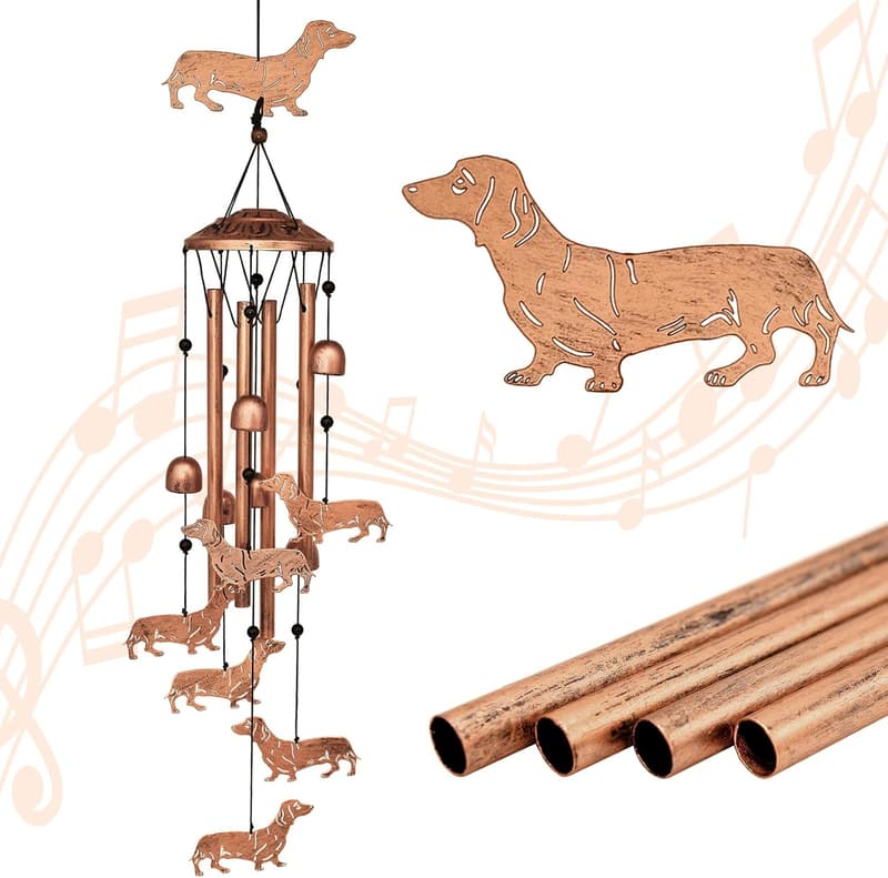 Dachshund Wind Chimes – Metal Garden Decor for Dog Lovers