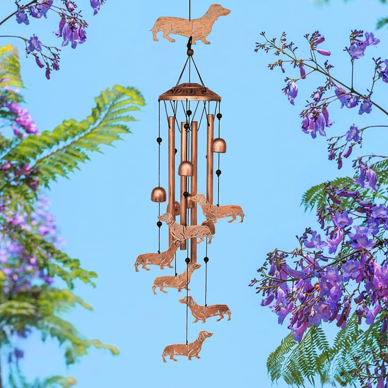 Dachshund Wind Chimes – Metal Garden Decor for Dog Lovers