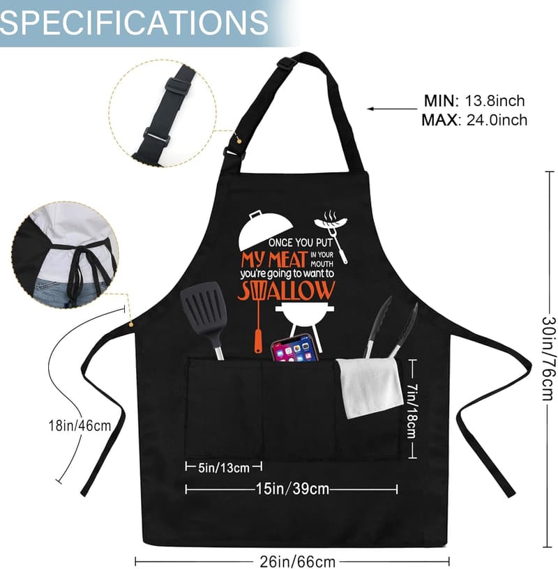 Adjustable Canvas Grilling Apron for Men with Large Pockets