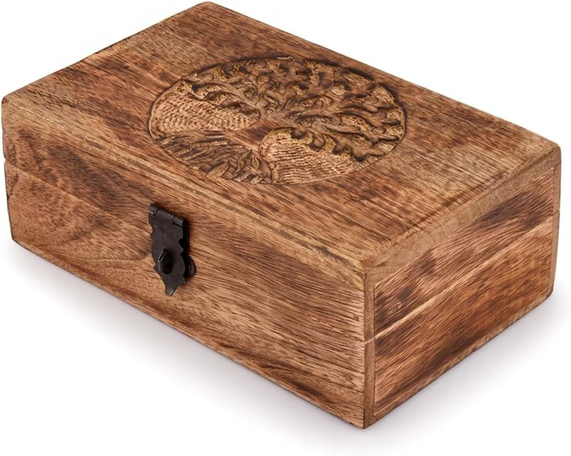 Handmade Mango Wood Tree of Life Keepsake Box for Men & Women