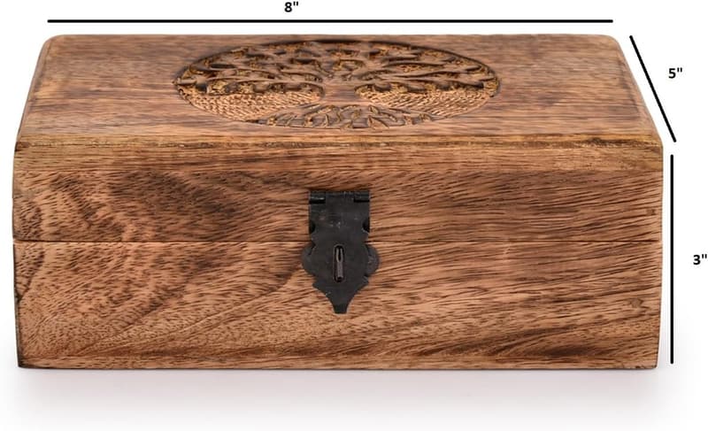 Handmade Mango Wood Tree of Life Keepsake Box for Men & Women
