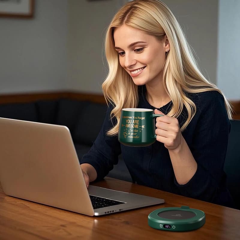 Electric Coffee Mug Warmer Set with Awesome Mug - Birthday Gift