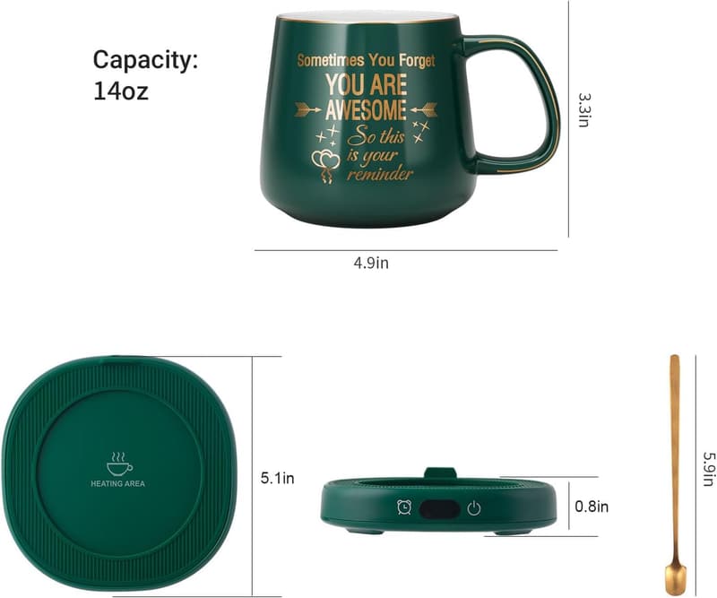 Electric Coffee Mug Warmer Set with Awesome Mug - Birthday Gift