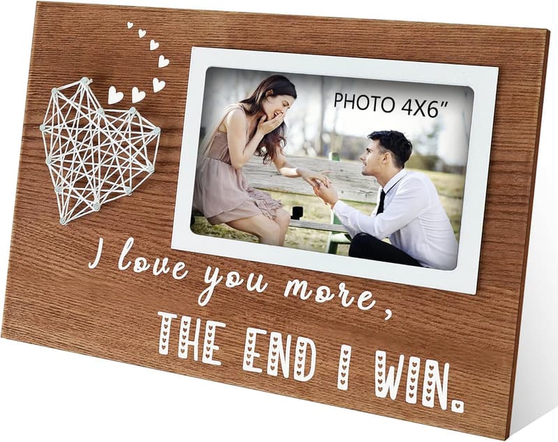 Valentine's Day Couples Picture Frame with String Heart 4x6 Inches