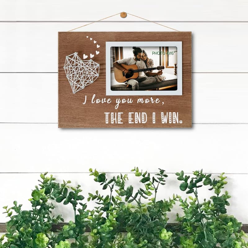 Valentine's Day Couples Picture Frame with String Heart 4x6 Inches