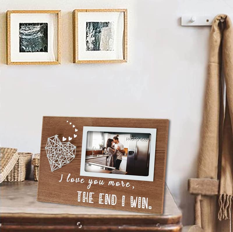 Valentine's Day Couples Picture Frame with String Heart 4x6 Inches