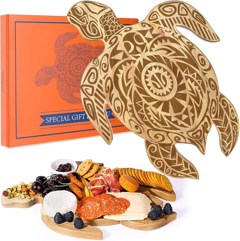 Sea Turtle Charcuterie Board - Acacia Wood Kitchen Decor