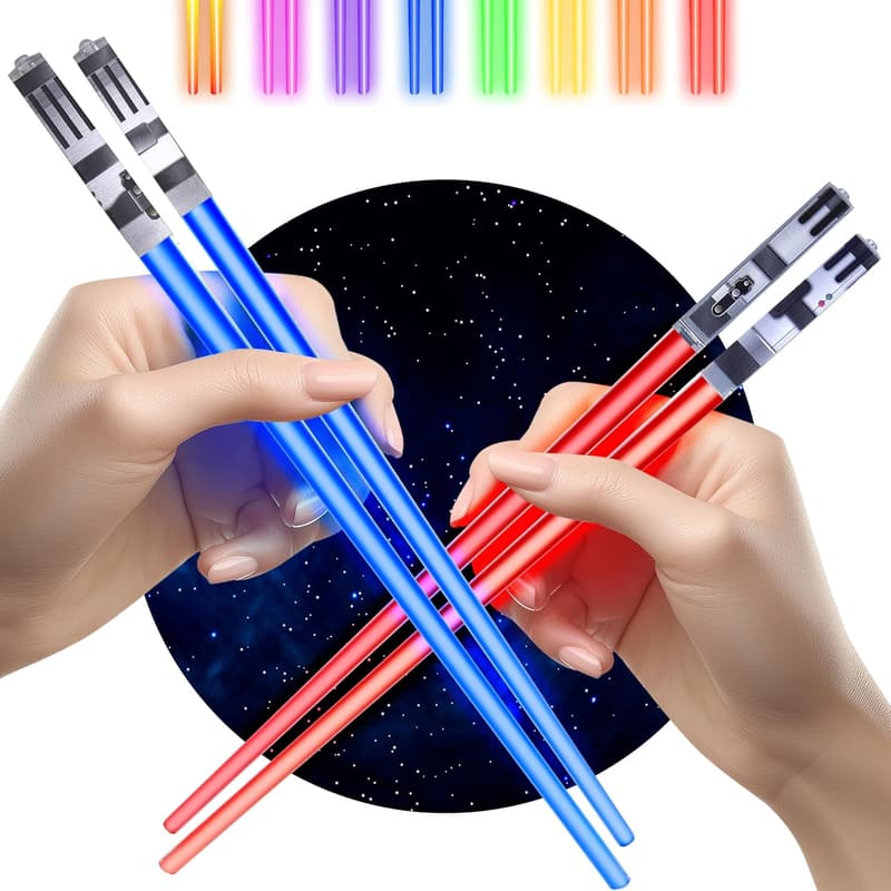 LED Light-Up Chopsticks Set (2 Pairs, Blue & Red)