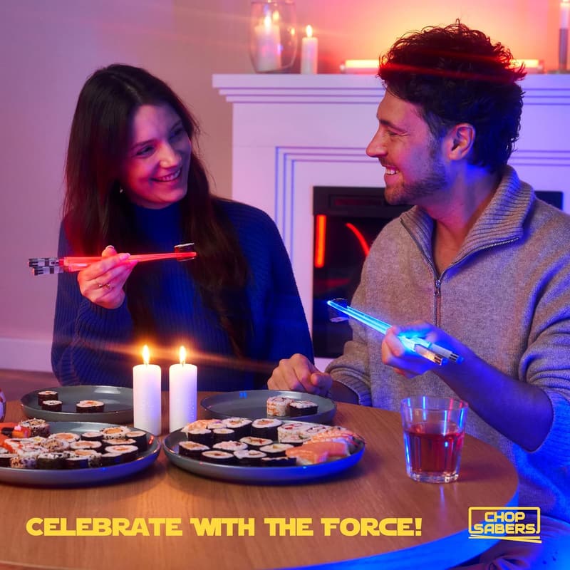 LED Light-Up Chopsticks Set (2 Pairs, Blue & Red)