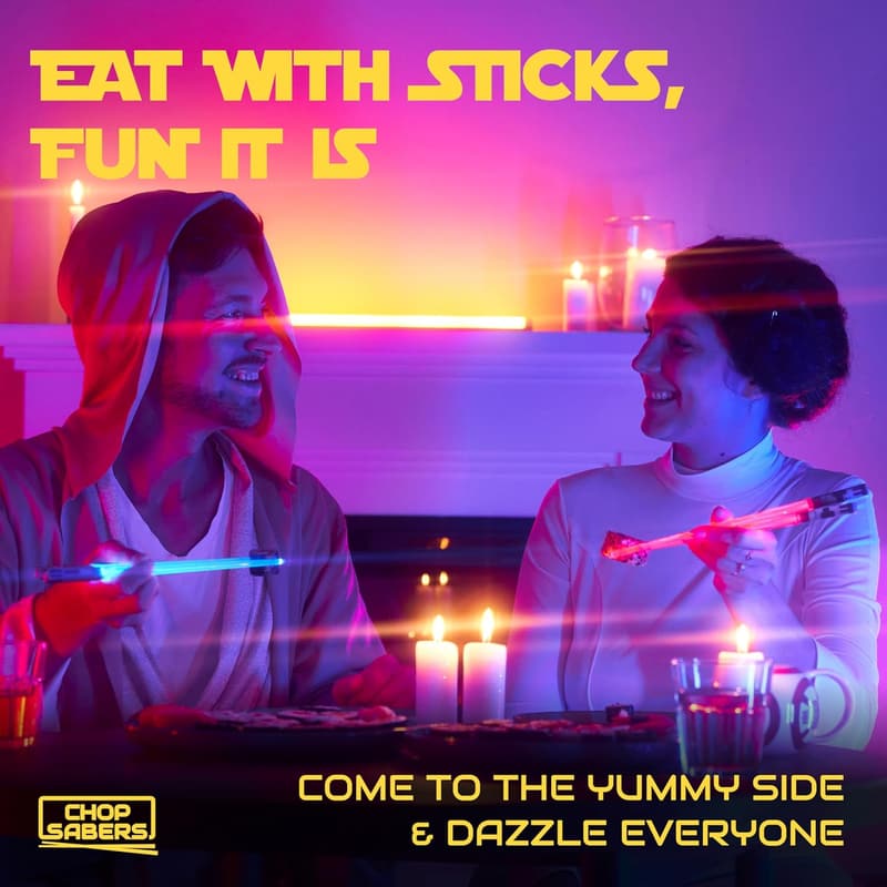 LED Light-Up Chopsticks Set (2 Pairs, Blue & Red)