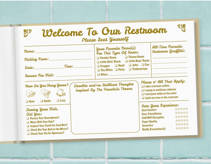 Funny Bathroom Guest Book - Unique Housewarming Gift