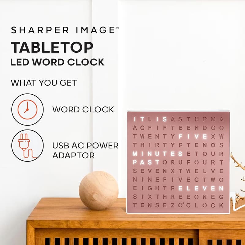 LED Light-Up Word Clock - Modern Design, USB Powered, Home Decor