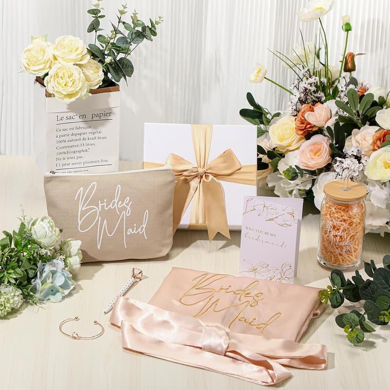 Bridesmaid Proposal Gift Set - 8-Piece Box with Robes & Accessories