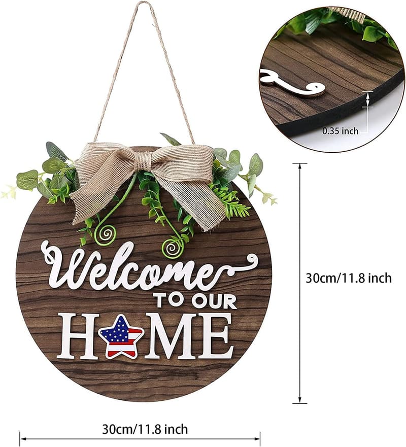 Rustic Interchangeable Wooden Welcome Sign for Home Decor