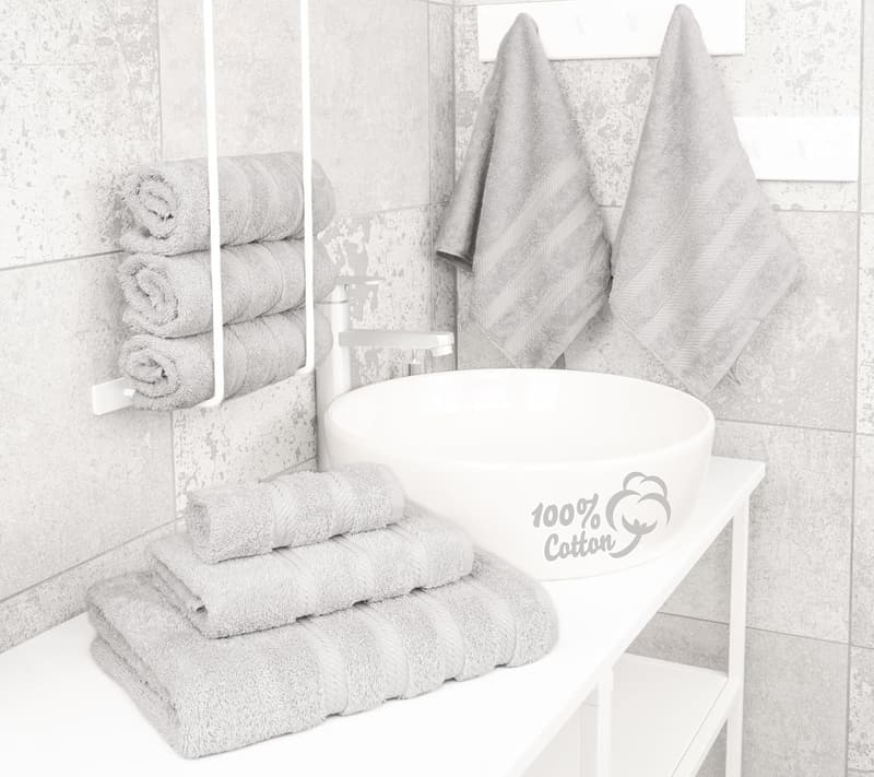 Luxury 6-Piece 100% Cotton Towel Set in Silver Grey