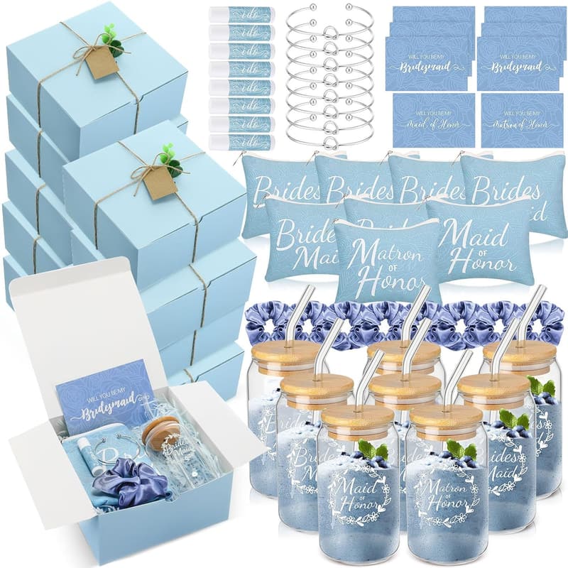 Bridesmaid Proposal Gift Box Set - Stainless Steel Champagne Glasses