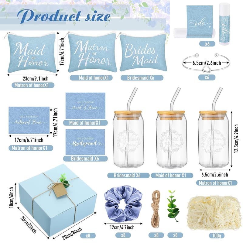Bridesmaid Proposal Gift Box Set - Stainless Steel Champagne Glasses