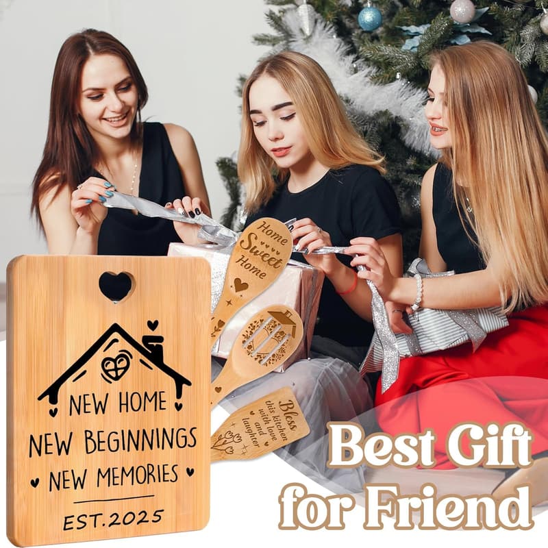 New Home Engraved Bamboo Cutting Board Set