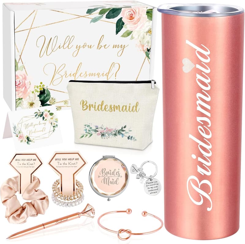 Bridesmaid Proposal Wine Tumbler Gift Set - 20oz