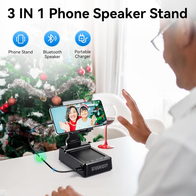 Wireless Charger Phone Stand & Speaker - Unique Birthday Gift for Tech Lovers