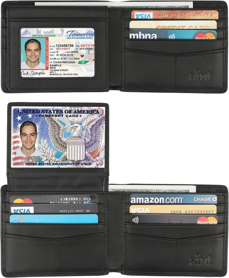 Genuine Leather RFID Blocking Bifold Wallet for Men