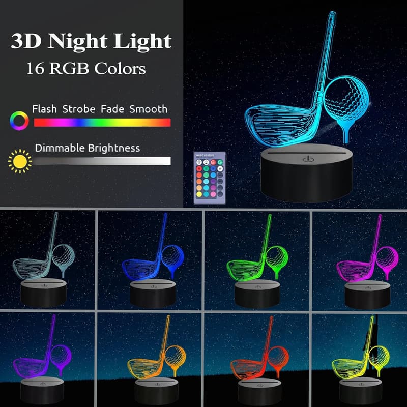 3D Golf Night Light with Remote, Color Changing, Room Décor